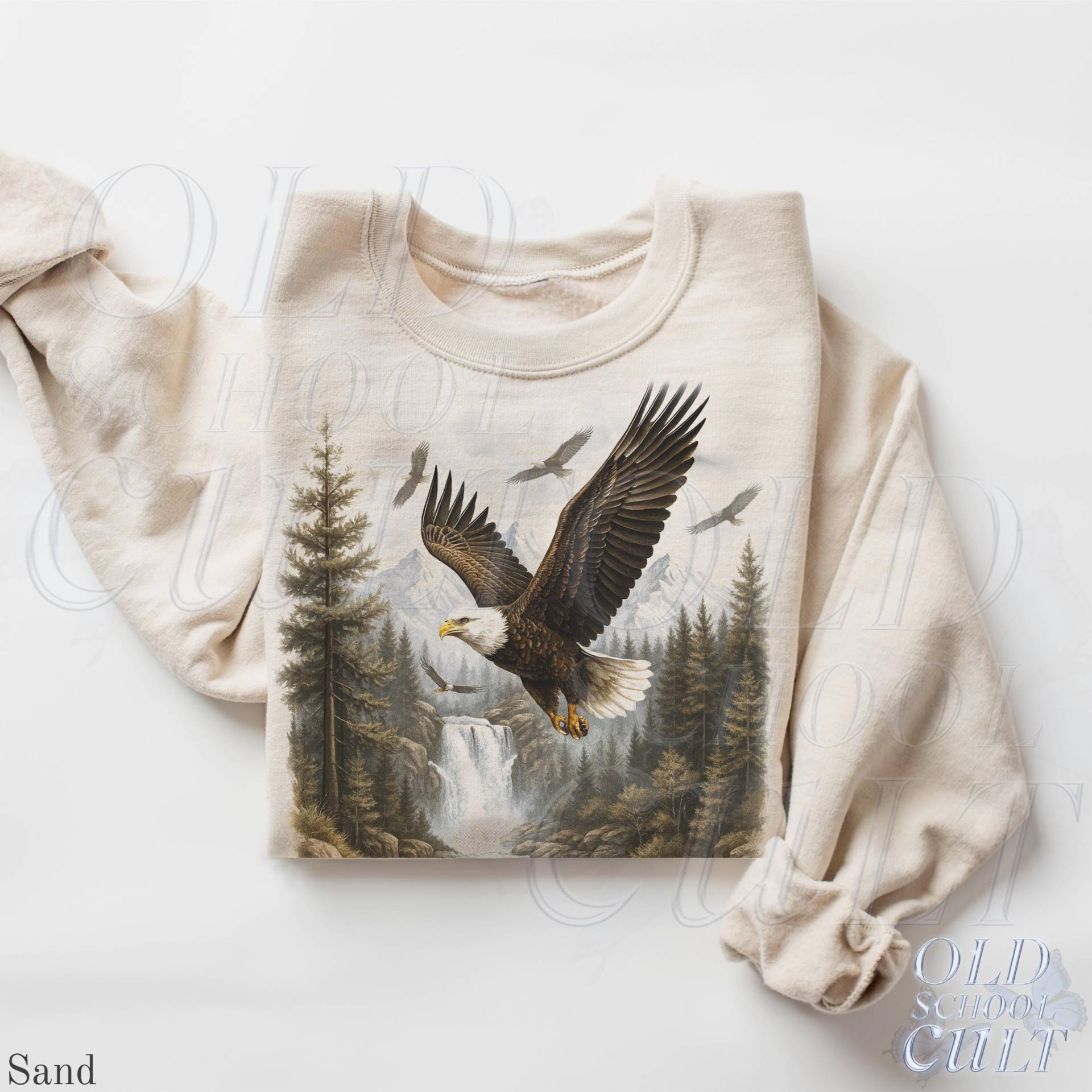 Retro Adler 90Er Jahre Sweatshirt, Natur Vintage Wildlife Berg Rundhalsausschnitt, Boho Unisex Cabincore Rundhalsausschnitt Gemütliche Saison von OldSchoolCulture