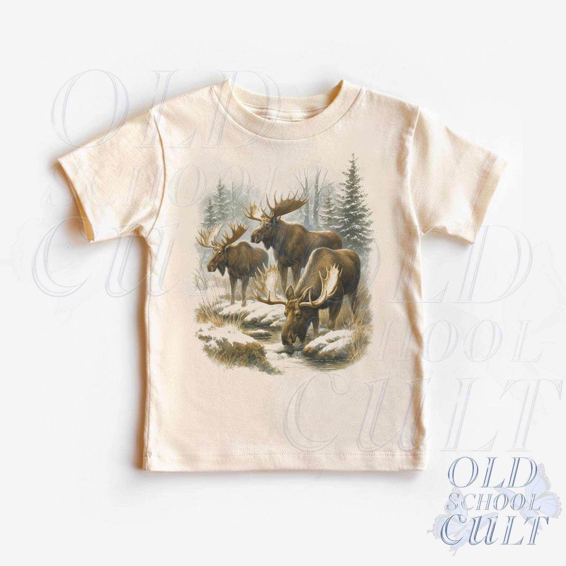 Retro Elch Kleinkind Shirt, Vintage 90Er Jahre Natur Kinder Outfit, Natürliches Boho Erwachsenen Wildtiere T-Shirt, & Jugend Jäger T-Shirt von OldSchoolCulture