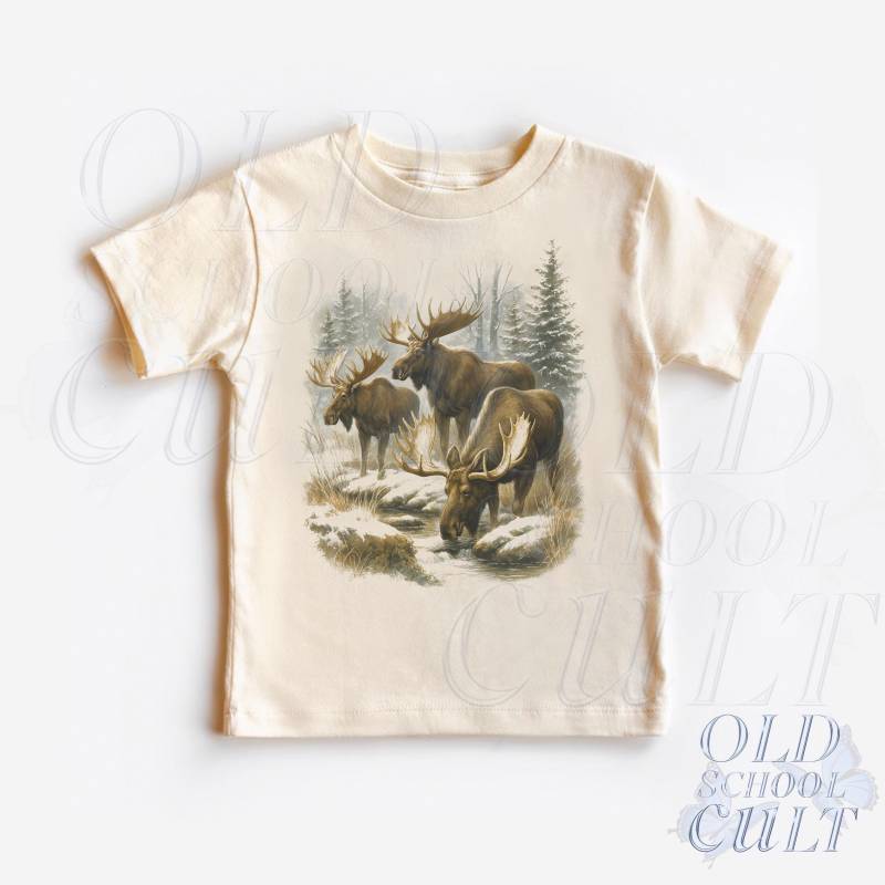 Retro Elch Kleinkind Shirt, Vintage 90Er Jahre Natur Kinder Outfit, Natürliches Boho Erwachsenen Wildtiere T-Shirt, & Jugend Jäger T-Shirt von OldSchoolCulture