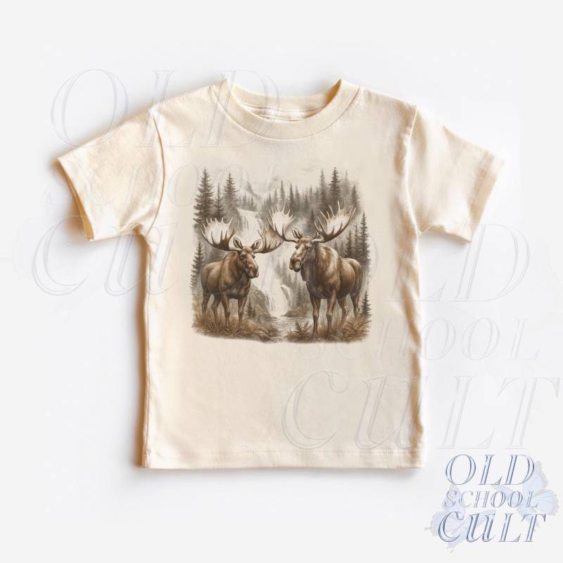 Retro Elch Kleinkind Shirt, Vintage 90Er Jahre Natur Kinder Outfit, Natürliches Boho Erwachsenen Wildtiere T-Shirt, & Jugend Jäger T-Shirt von OldSchoolCulture
