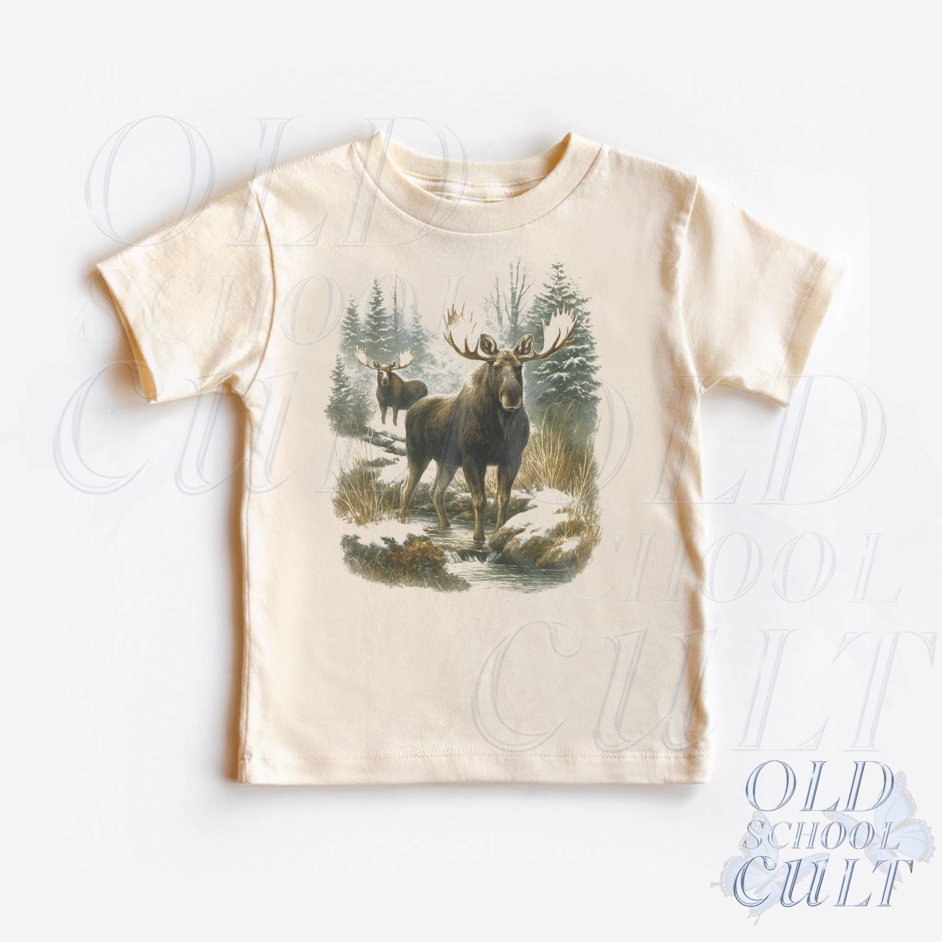 Retro Elch Kleinkind Shirt, Vintage 90Er Jahre Natur Kinder Outfit, Natürliches Boho Erwachsenen Wildtiere T-Shirt, & Jugend Jäger T-Shirt von OldSchoolCulture
