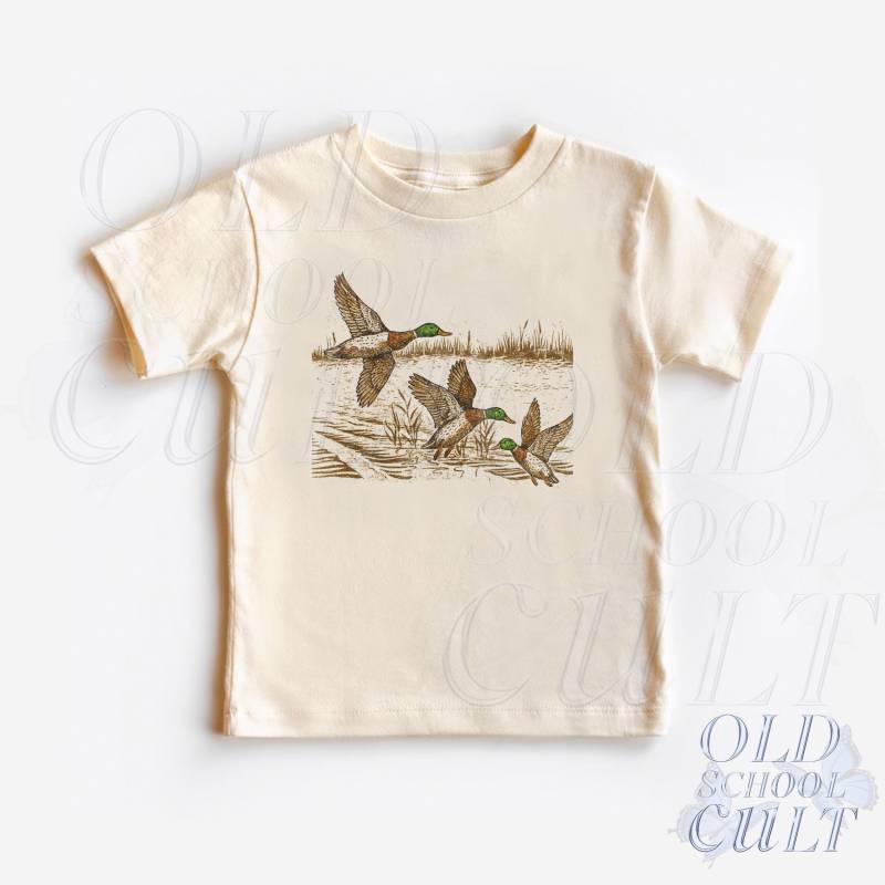 Retro Ente Kleinkind Shirt, Vintage 90Er Jahre Natur Kinder Outfit, Natürliches Boho Erwachsenen Wildtiere T-Shirt, & Jugend Jäger T-Shirt von OldSchoolCulture