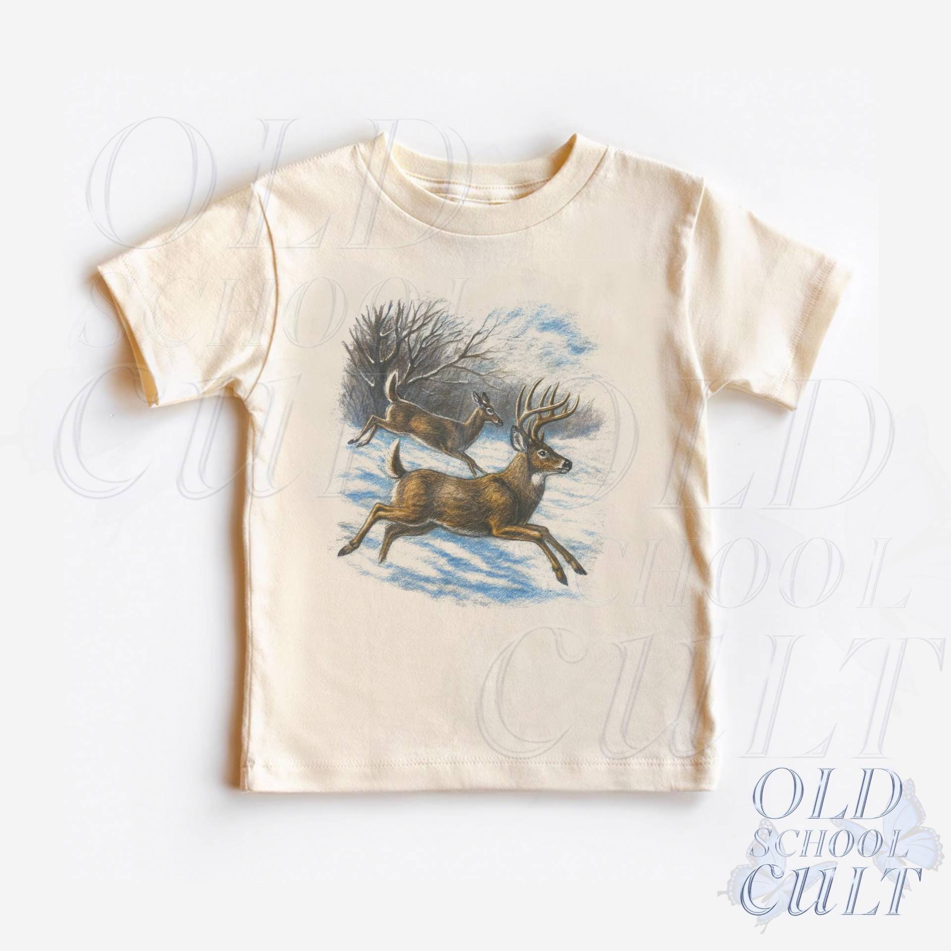 Retro Hirsch Kleinkind Shirt, Vintage 90Er Jahre Natur Kinder Outfit, Natürliches Boho Erwachsenen Wildtiere T-Shirt, & Jugend Jäger T-Shirt von OldSchoolCulture