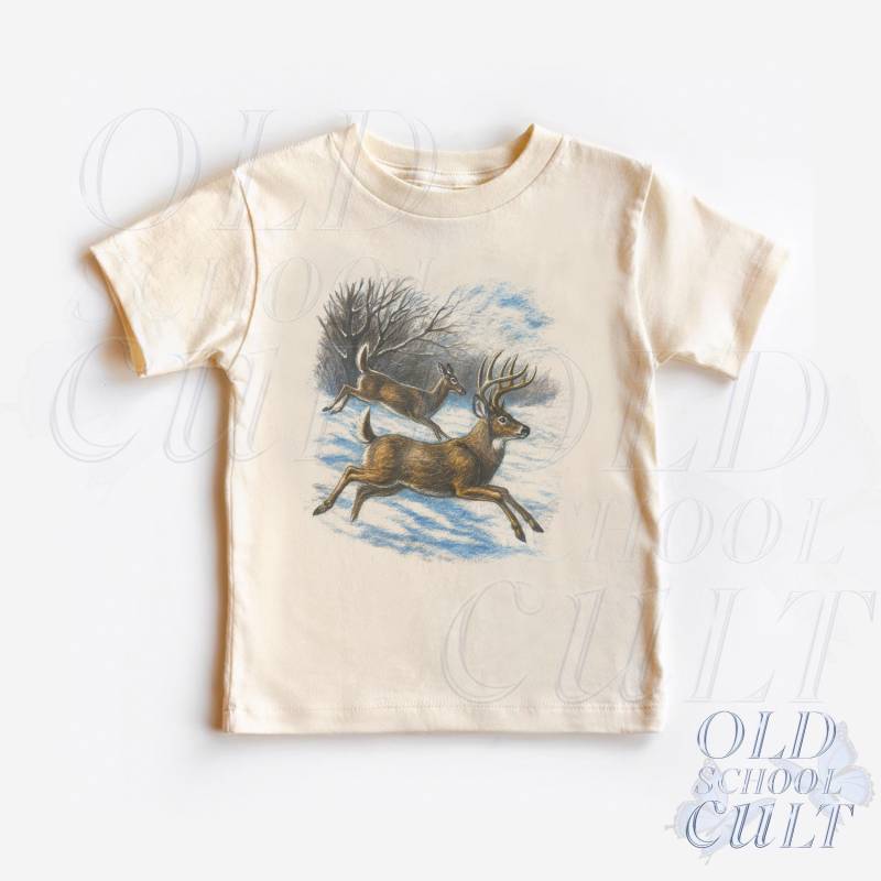 Retro Hirsch Kleinkind Shirt, Vintage 90Er Jahre Natur Kinder Outfit, Natürliches Boho Erwachsenen Wildtiere T-Shirt, & Jugend Jäger T-Shirt von OldSchoolCulture