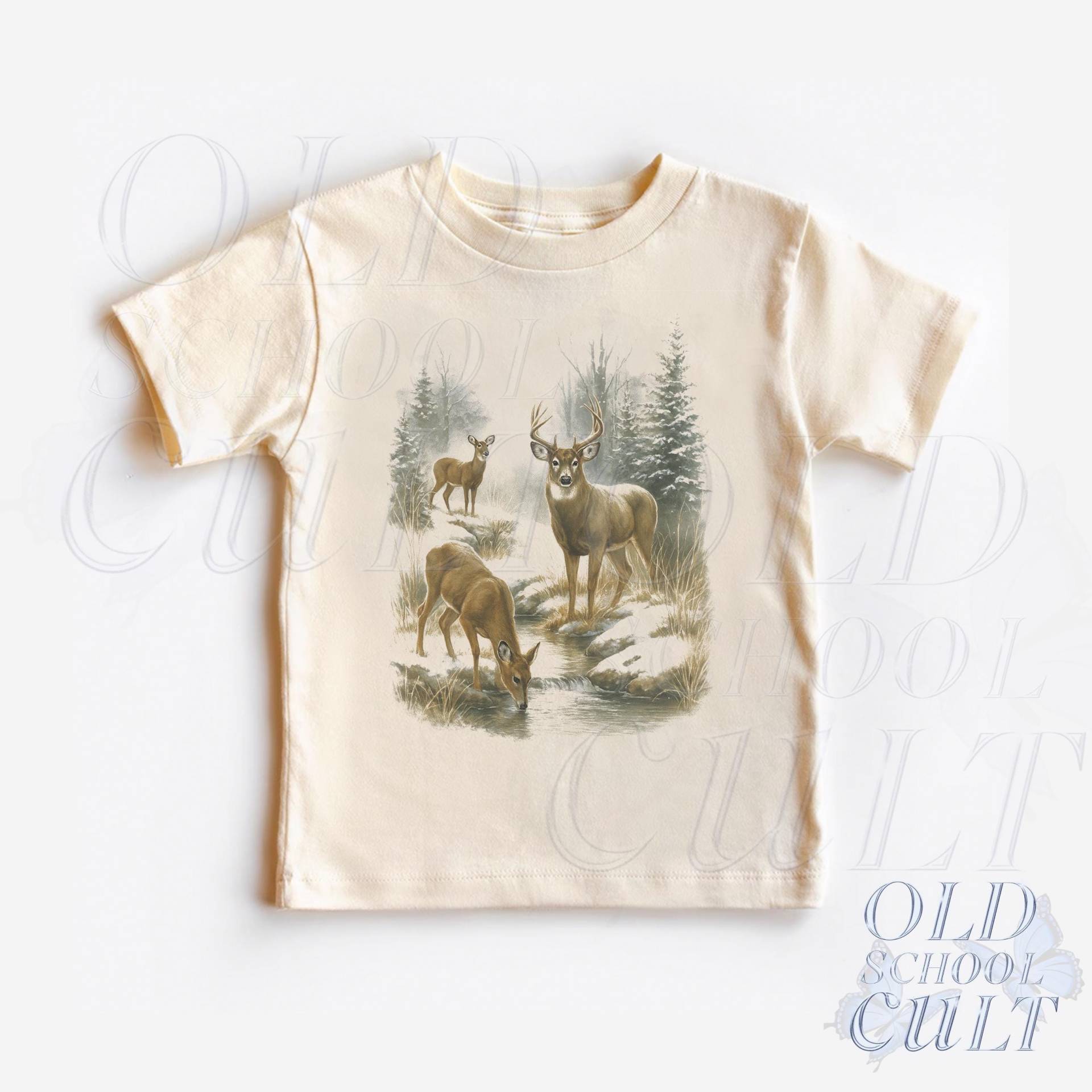 Retro Hirsch Kleinkind Shirt, Vintage 90Er Jahre Natur Kinder Outfit, Natürliches Boho Erwachsenen Wildtiere T-Shirt, & Jugend Jäger T-Shirt von OldSchoolCulture