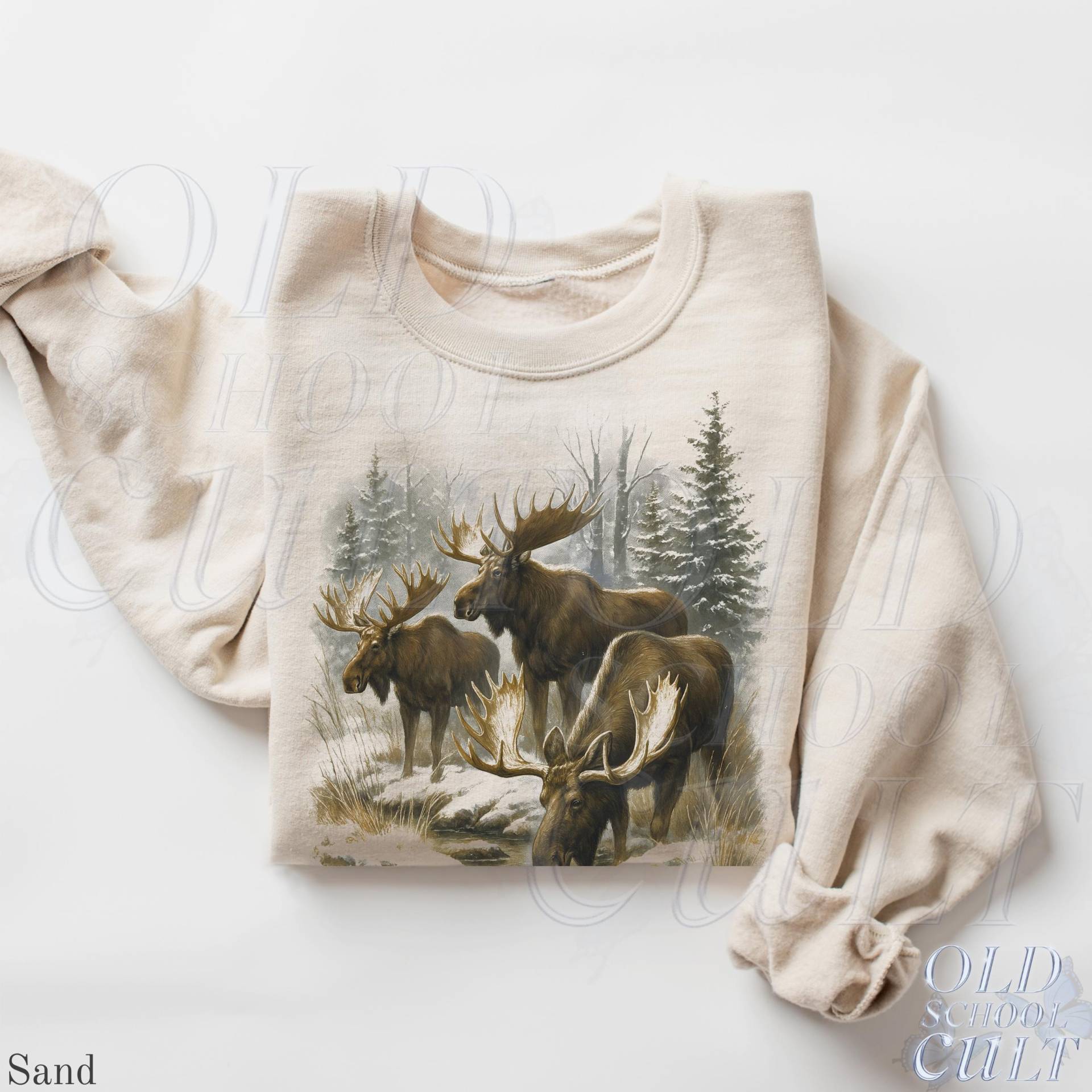 Retro Moose Wildlife Sweatshirt, 90Er Jahre Vintage Waldtier Rundhalsausschnitt, Boho Unisex Cabincore Rundhalsausschnitt Mountain Lounge Kleidung von OldSchoolCulture