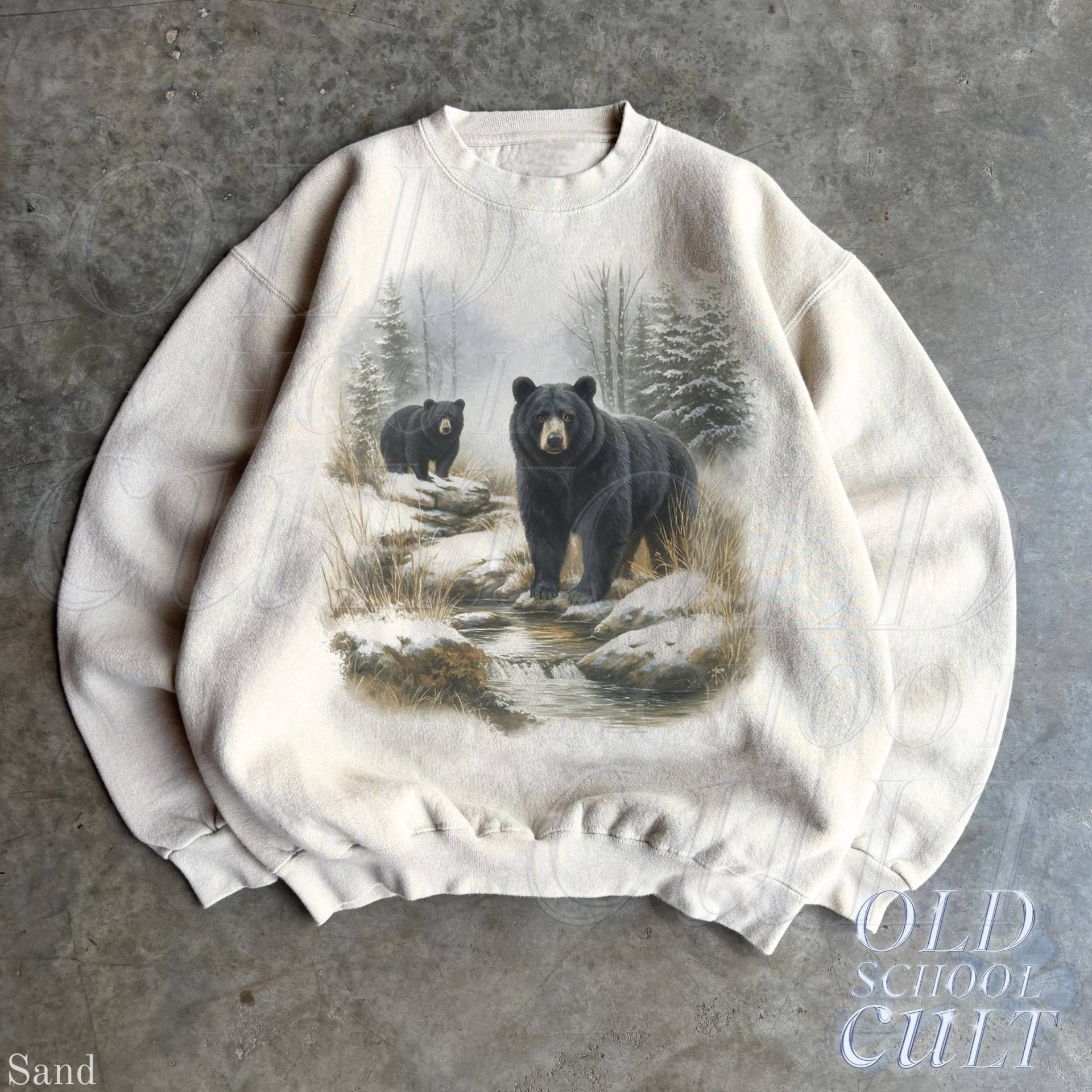 Retro Schwarze Bären Wildnis 90Er Jahre Sweatshirt, Vintage Wildlife Bears Rundhalsausschnitt, Boho Unisex Rustikaler Cabin Natur Pullover, Outdoor von OldSchoolCulture