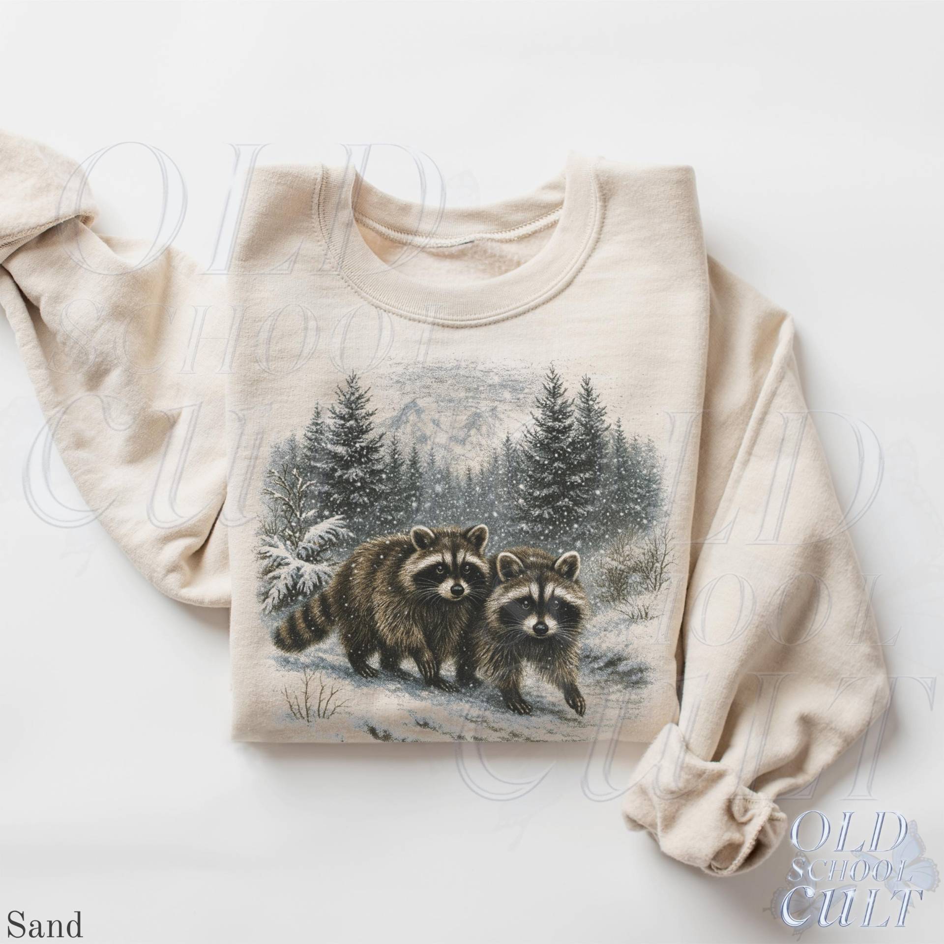 Retro Waschbär 90Er Jahre Sweatshirt, Natur Vintage Wildlife Wald Rundhalsausschnitt, Boho Unisex Cabincore Rundhalsausschnitt Gemütliche Saison von OldSchoolCulture