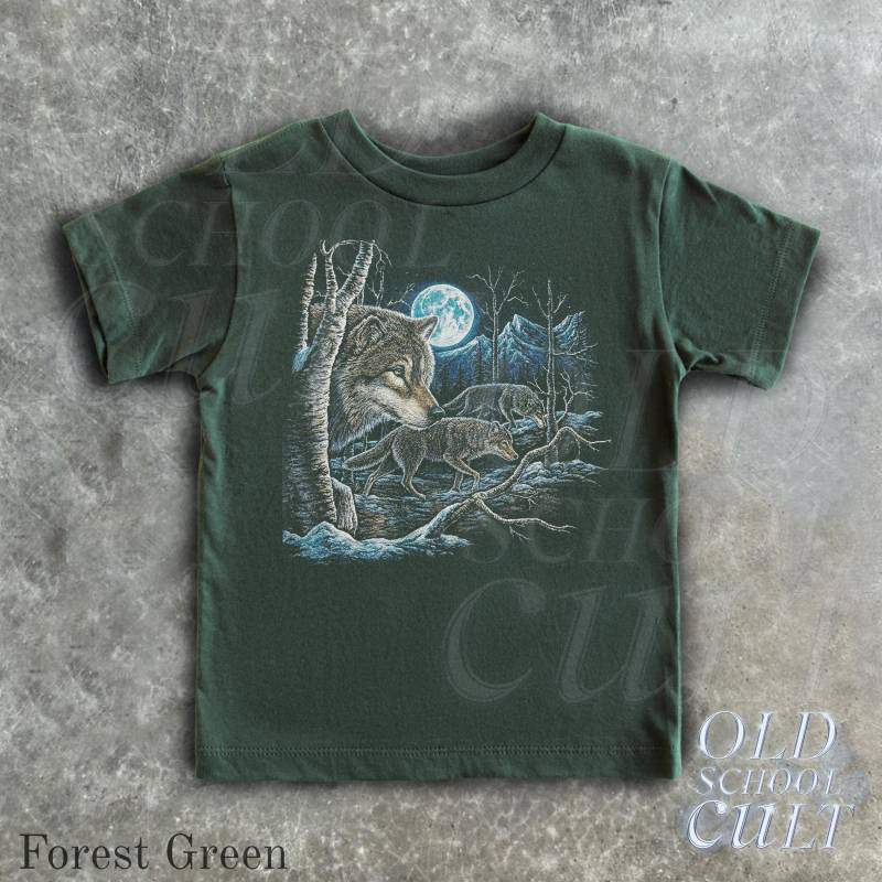 Retro Wolf Pack Kinder Shirt, 90Er Jahre Kleidung Der Kinder, Boho Natur Wölfe Kleinkind-T-Shirt, Jugend-Shirts, Familien-T-Shirt von OldSchoolCulture
