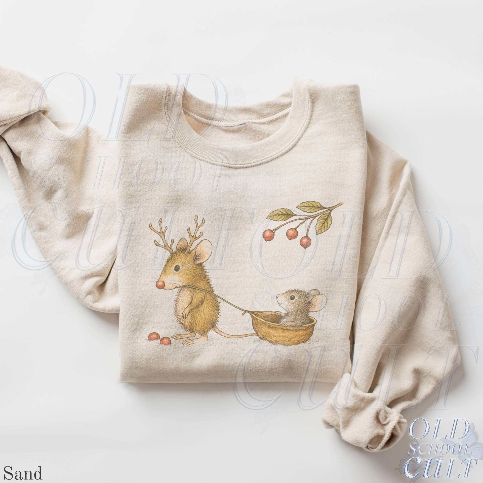 Süßes Maus 90Er Jahre Winter Sweatshirt, Vintage Waldtier Rundhalsausschnitt, Boho Unisex Wunderlicher Pullover von OldSchoolCulture