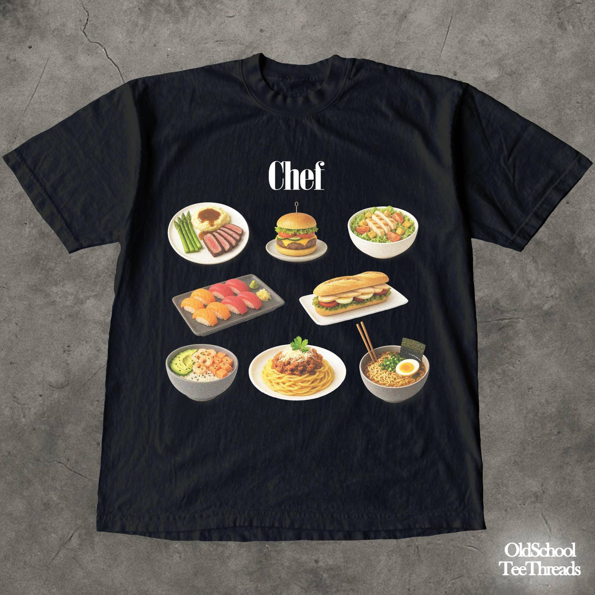 Koch Grafik T-Shirt Food Print Unisex Baumwoll T-Shirt - Foodie Geschenk Koch Grafik T-Shirt Food Print Unisex Baumwoll T-Shirt - Foodie Geschenk von OldSchoolTeeThreads
