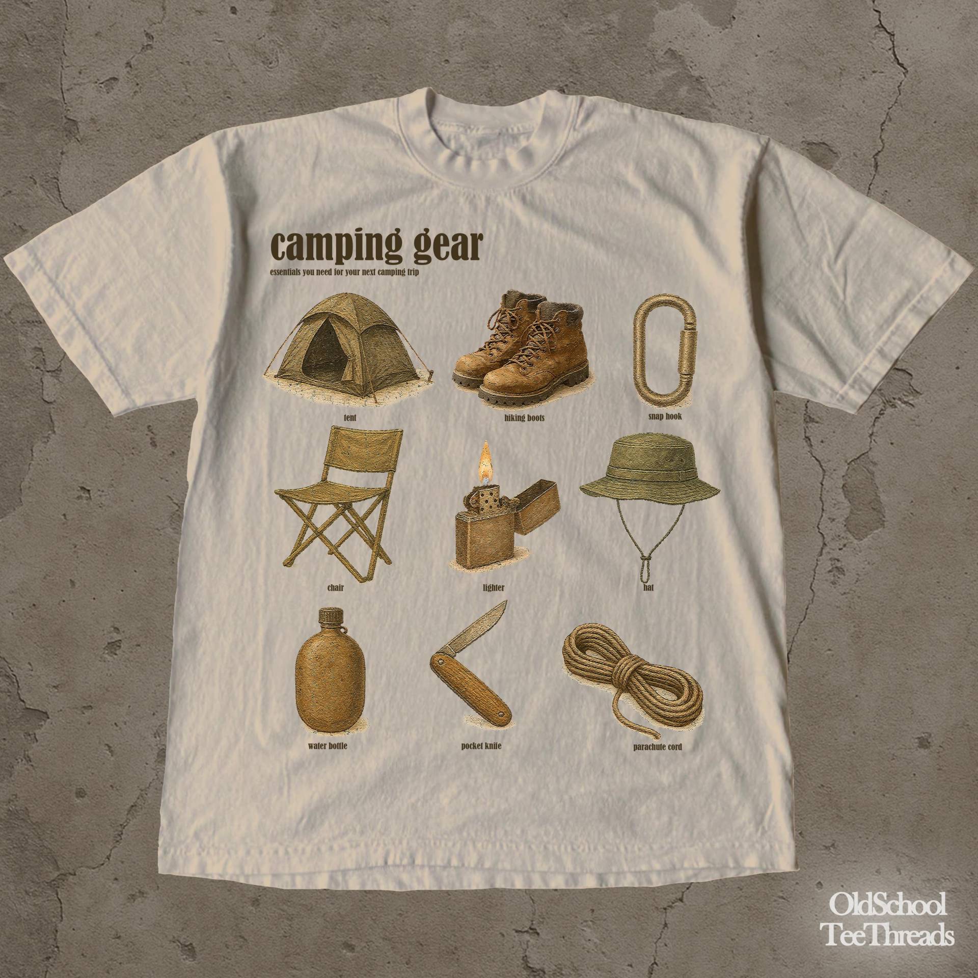 Vintage Camping Ausrüstung Grafik T-Shirt Retro Y2K Stil, Outdoor T-Shirt Vintage Camping Ausrüstung Grafik T-Shirt Retro Y2K Stil, Outdoor T-Shirt von OldSchoolTeeThreads