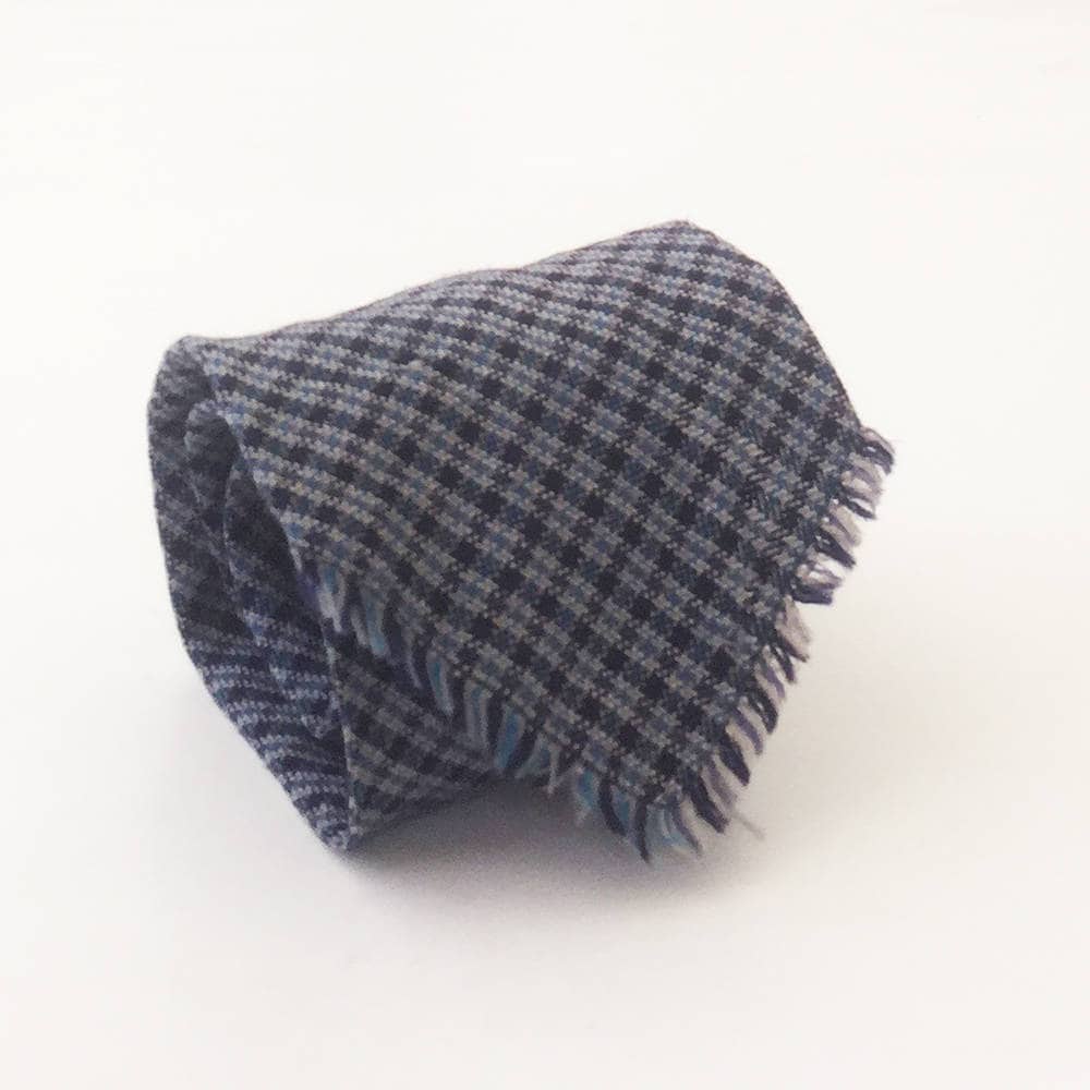 Wolle-Krawatte, Karierte Krawatte, Blaue Coole Tolle Krawatten, 1970Er Jahre, Ungewöhnliche Krawatte von OldSchoolTies