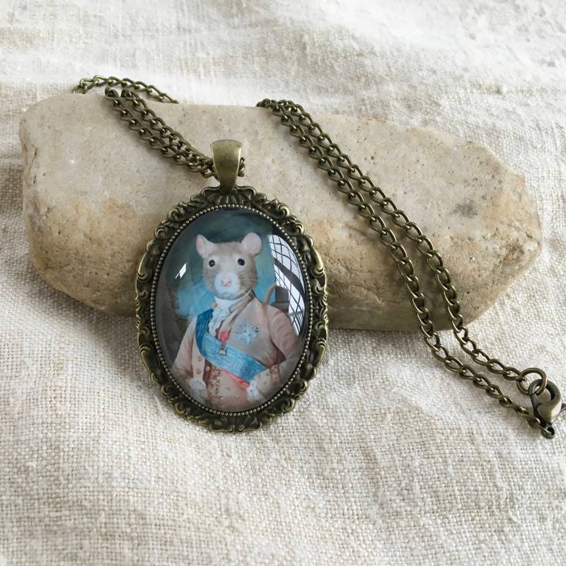 Ausgefallene Ratten Portrait Halskette Antik Bronze Anhänger Schmuck Ausgefallene Ratten Portrait Halskette Antik Bronze Anhänger Schmuck von OldWorldPetPortraits