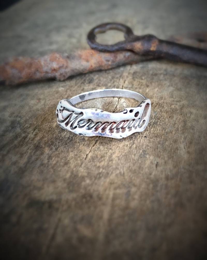 Meerjungfrau Ring, Strand Schmuck Statement Fairytale Geschenk Silber Ozean Stapelring, Handgemacht Trendy Boho von OldeDogNewTricks