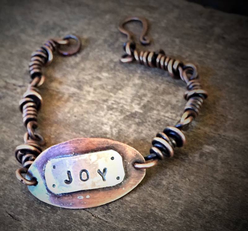 Personalisierte Kupfer Mantra Armband, Inspirierende Und Silber Gestempelt, Zitat Schmuck, Hand Gestempelt Schmuck von OldeDogNewTricks