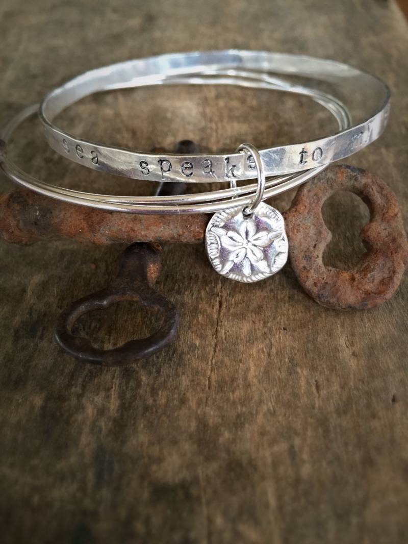Stapeln Armbänder Personalisierte Armband Set, Angepasst Sterling Gestempelt Inspirierende Boho Beach Ocean Schmuck Geschenk Für Sie von OldeDogNewTricks