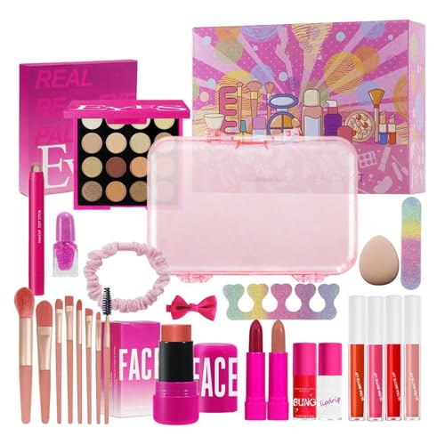 Make-up für Mädchen | 26-teiliges Set Pinsel, Lidschatten, Lipgloss und andere Kosmetik | Kosmetik-Set mit langem Halt für Frauen Mädchen Anfänger von Oldmoom