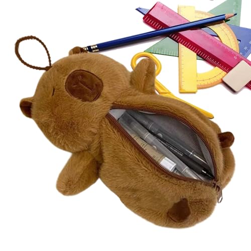 Oldmoom Capybara-Make-up-Tasche, Capybara-Stifthalter | Plüschtier-Federmäppchen,Plüsch-Capybara-Briefpapiertasche, Reißverschlusstasche, Reise-Kulturbeutel-Organizer für Jugendliche, Kinder, von Oldmoom