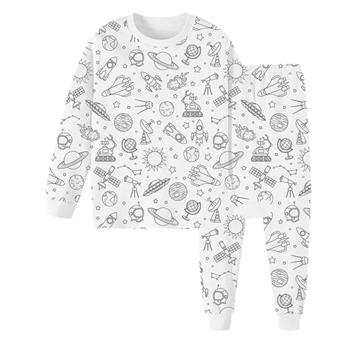 Oldmoom Pyjama zum Ausmalen für Kinder, DIY Kinderpyjama zum Ausmalen - Pyjamas Nachtwäsche Pjs Kinder Kunst,Färben Sie Ihr eigenes langärmliges Pyjama-Oberteil und Ihre eigene Hose von Oldmoom