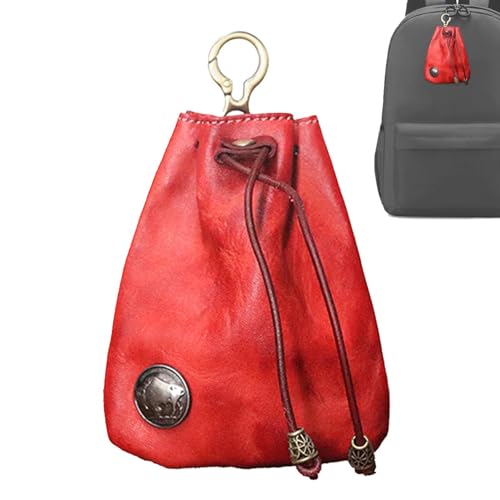 Oldmoom Rindsleder-Tasche, Rindsleder-Geldbörse | Tragbare Schlüsseltasche - Retro-Aufbewahrungstasche aus echtem Leder, Leder-Autoschlüsseletui, handgefertigte Schlüsseltasche mit Kordelzug für von Oldmoom