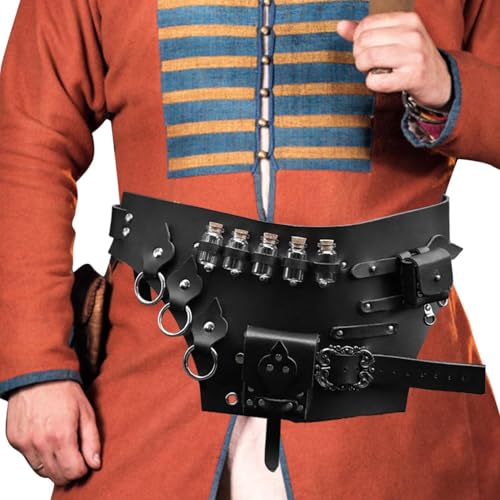 Ritter-Gürteltasche, Robuster mittelalterlicher Ritter-Korsettgürtel mit Trankflasche, Vintage-Renaissance-Gürtel mit Verstellbarer Taille, mittelalterlicher Gürtel im Wikinger-Stil für Ritter-Gürteltasche, Robuster mittelalterlicher Ritter-Korsettgürtel mit Trankflasche, Vintage-Renaissance-Gürtel mit Verstellbarer Taille, mittelalterlicher Gürtel im Wikinger-Stil für von Oldmoom