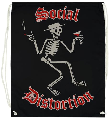 Oldrytee Social Distortion Crest Skelly Baumwoll-Trainingstasche, Schwarzer Turnbeutel von Oldrytee