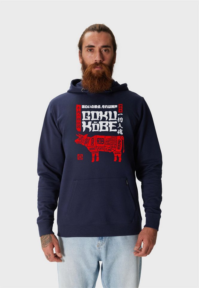 Oldskull Kapuzensweatshirt Asian Kobe Beef Butcher Chart Graphic mit fernöstlichem Motivprint von Oldskull