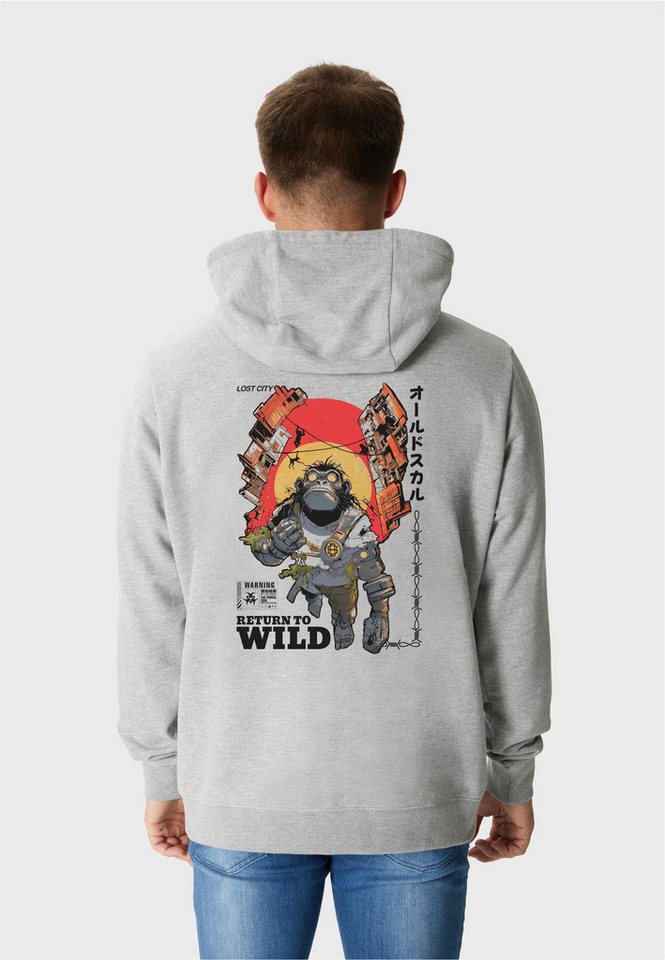 Oldskull Kapuzensweatshirt Wrldvibe Return to Wild Graphic mit futuristischem Backprint von Oldskull