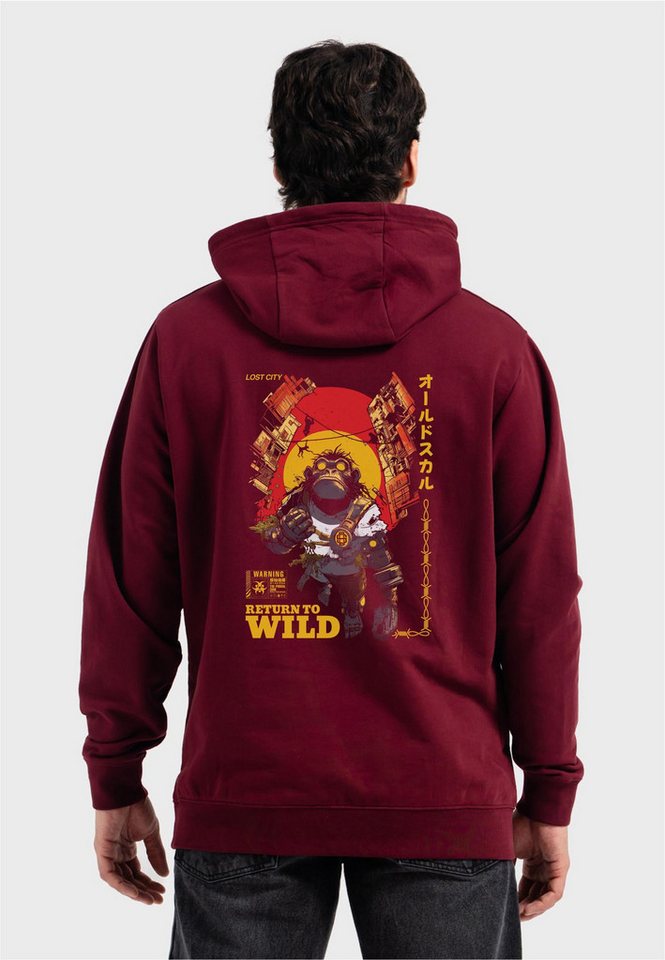 Oldskull Kapuzensweatshirt Wrldvibe Return to Wild Graphic mit futuristischem Backprint von Oldskull