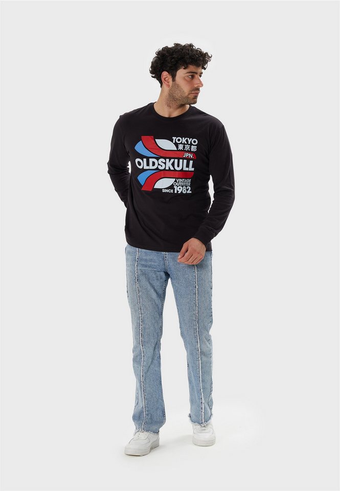Oldskull Langarmshirt Retro Tokyopolis (1-tlg) mit angesagtem Print im Vintage-Stil von Oldskull