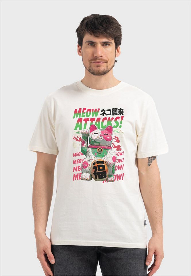 Oldskull T-Shirt Asian Lucky Cat Attack Graphic mit klassischem, fernöstlichem Motiv von Oldskull
