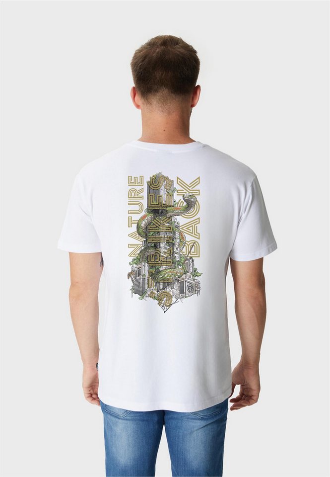 Oldskull T-Shirt Wrldvibe Nature Strikes Back Graphic mit modernem Motivprint von Oldskull