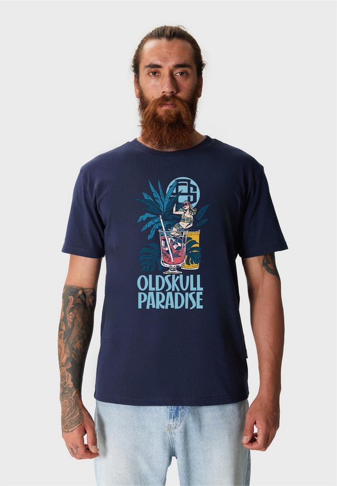 Oldskull T-Shirt Wrldvibe Retro Beach Cocktail Graphic mit coolem Frontprint von Oldskull