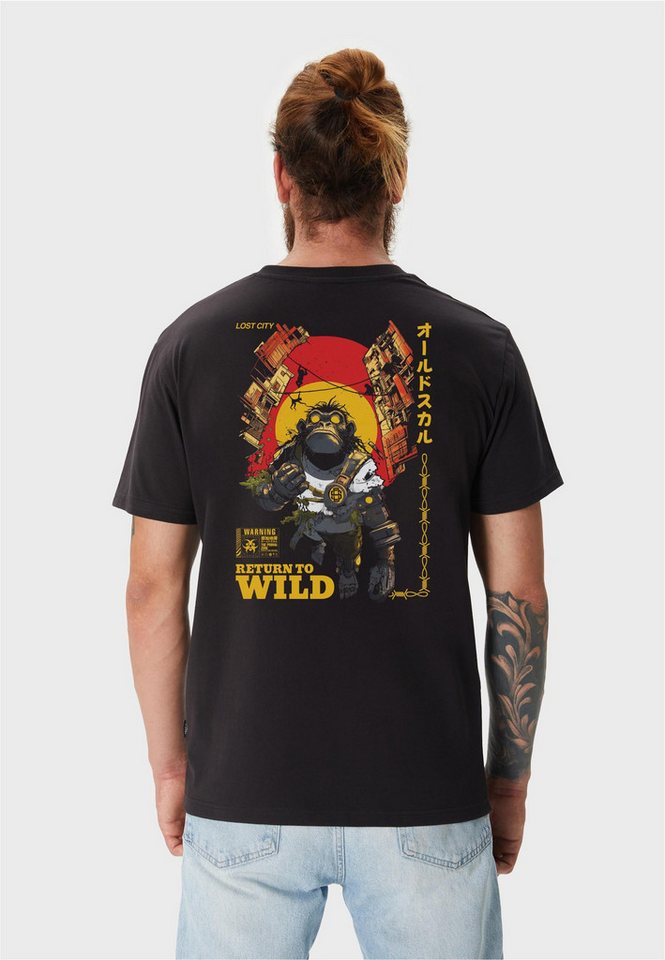 Oldskull T-Shirt Wrldvibe Return to Wild Graphic mit coolem Rückenprint von Oldskull
