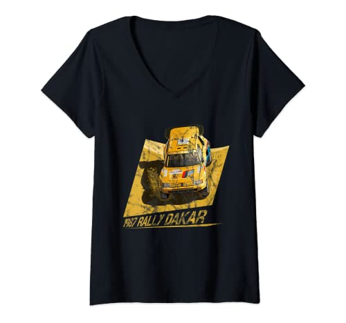 Damen 1987 Rallye Dakar Classic Oldtimer Rallye-Autodesign 80er T-Shirt mit V-Ausschnitt Damen 1987 Rallye Dakar Classic Oldtimer Rallye-Autodesign 80er T-Shirt mit V-Ausschnitt von Oldtimer-Rennsport-Rallye und Motorsport