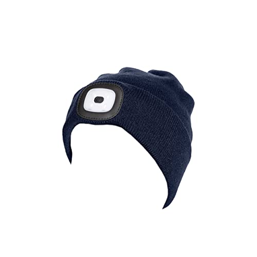 Oleanderhof Gadgets Sportbekleidung Geschenkidee Damen Herren LED-Haube mit Stirntaschenlampe (abziehbar) (WM1582-blau) von Oleanderhof