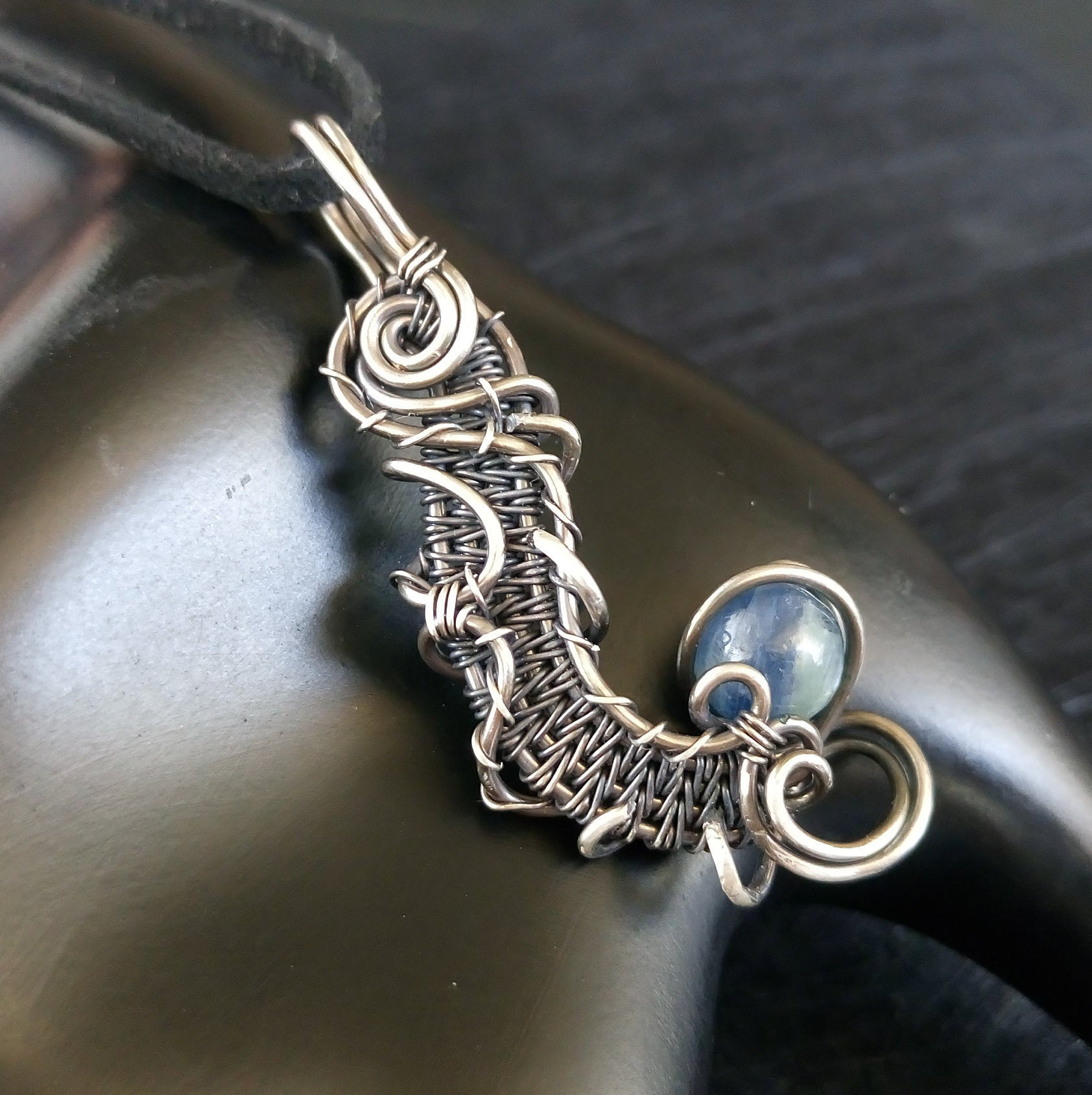 sterling Silber Halskette, Anhänger Mit Kyanit, Draht Wickeln Einzigartige Für Frauen sterling Silber Halskette, Anhänger Mit Kyanit, Draht Wickeln Einzigartige Für Frauen von OlgaGrassJewelry