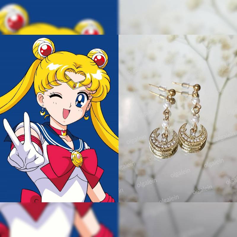 Sailor Moon Magical Girl Inspirierte Anime Cosplay Schmuck Mondsichel Ohrringe Edelstahl von OlgaLeins
