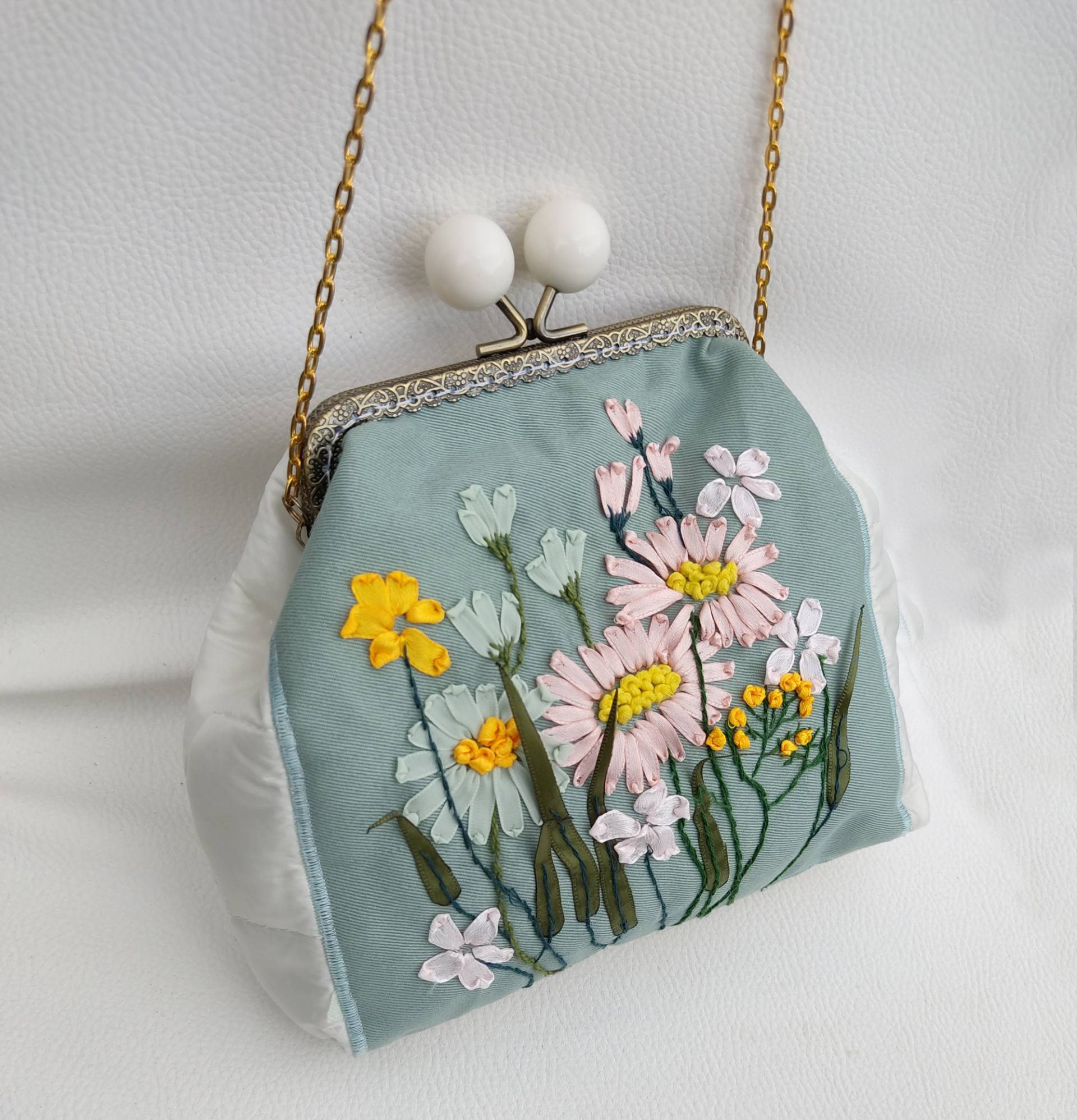 Abendtasche Mit Band Bestickt Edwardian Style Floral Geldbörse von OlgasArtOriginalOnly