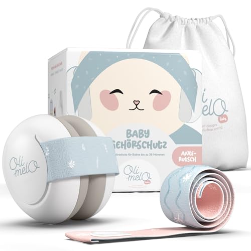 Oli-Melo® Gehörschutz Baby - Baby Kopfhörer Lärmschutz bis zu 34 dB - CE-zertifiziert in Deutschland - Rutschfeste Verstellbare Stirnbänder - Ohrenschützer Baby, Kleinkind Kinder bis zu 36 Monaten von Oli-Melo