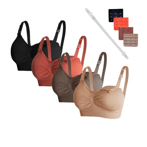 Oliaekd 4 Pcs Schwangerschafts Still BH Nahtloser Still-BH mit zusätzlichen BH-Verlängerungen Schlaf Ohne Bügel und Stillen für Damen von Oliaekd