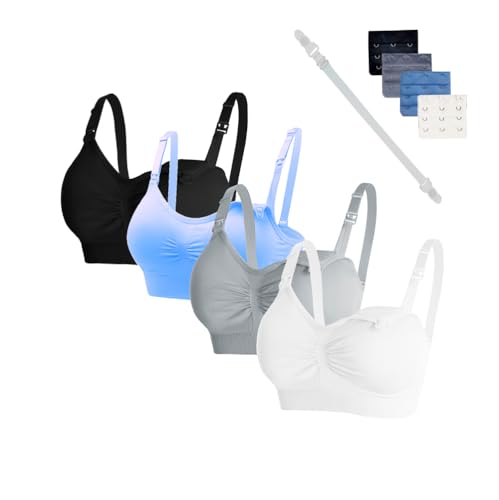 Oliaekd 4 Pcs Schwangerschafts Still BH Nahtloser Still-BH mit zusätzlichen BH-Verlängerungen Schlaf Ohne Bügel und Stillen für Damen von Oliaekd
