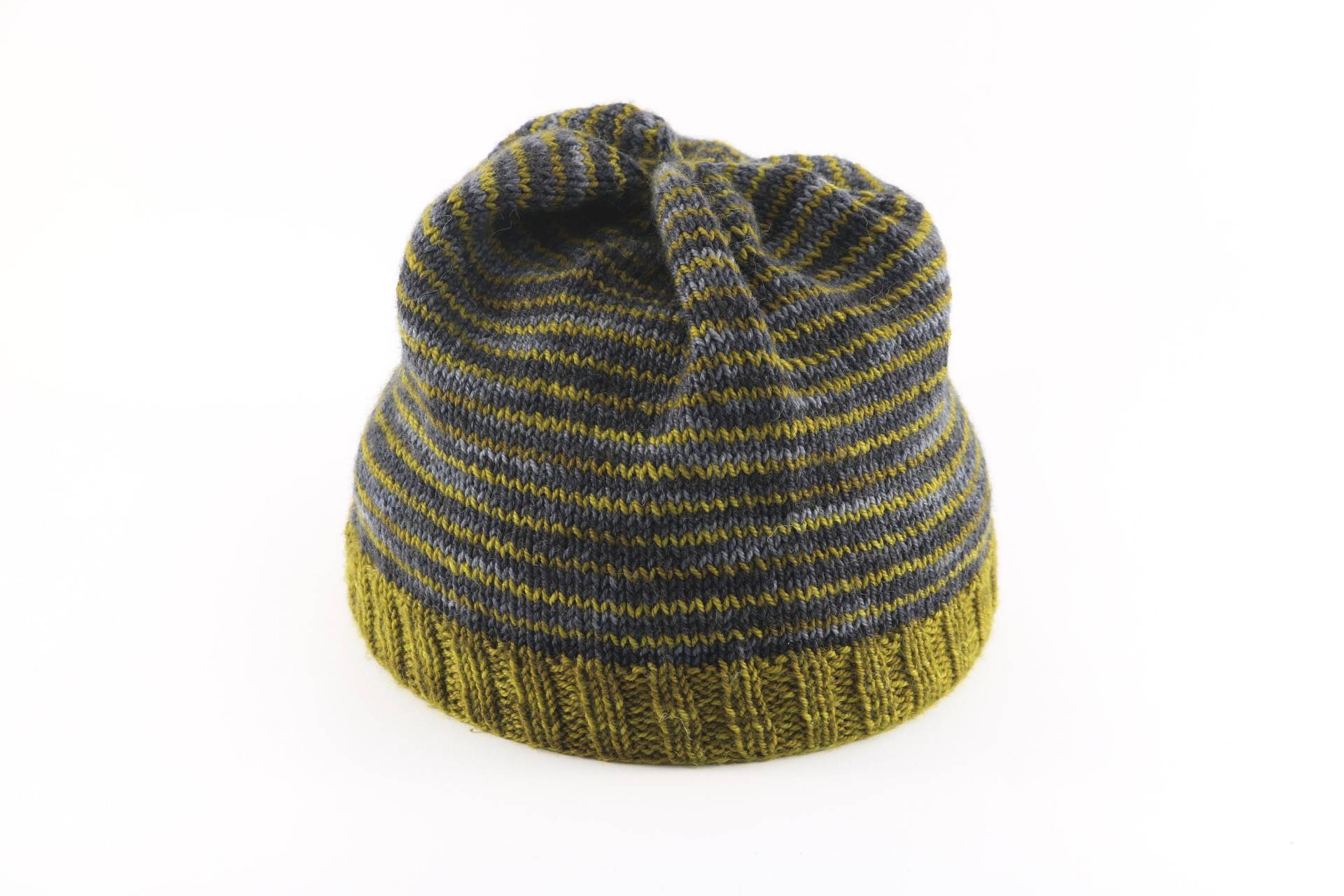 Gestreifte Grün Und Grau Merino Wolle Toque Gestreifte Grün Und Grau Merino Wolle Toque von OlieKnits