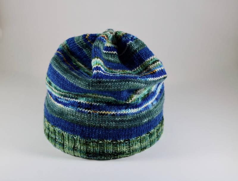 Grün & Blau Gestreifte Wolle Toque Grün & Blau Gestreifte Wolle Toque von OlieKnits
