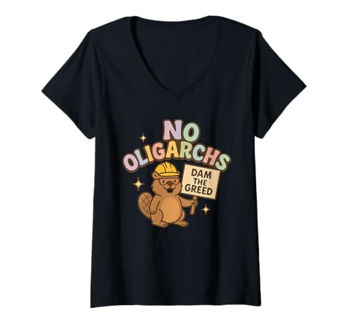 Damen Keine Oligarchen, Otter Dam The Greed T-Shirt mit V-Ausschnitt Damen Keine Oligarchen, Otter Dam The Greed T-Shirt mit V-Ausschnitt von Oligarch No More Design Co.