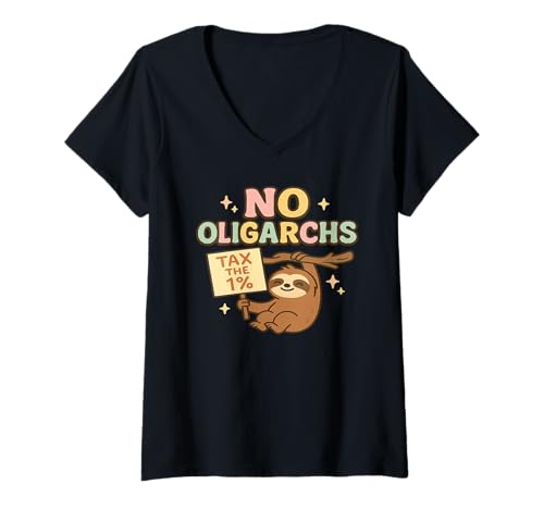 Damen Keine Oligarchen Steuern die 1% T-Shirt mit V-Ausschnitt Damen Keine Oligarchen Steuern die 1% T-Shirt mit V-Ausschnitt von Oligarchs No More Design Co.