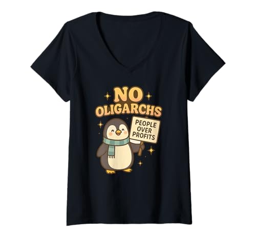 Damen Keine Oligarchen — Gewinne — Süßer Pinguin T-Shirt mit V-Ausschnitt Damen Keine Oligarchen — Gewinne — Süßer Pinguin T-Shirt mit V-Ausschnitt von Oligarchy Free Design Co.