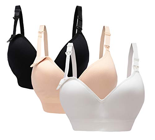 Oliked Still-BH für Frauen, Soft Cup, 3-4 Stück, 3 Stück (schwarz + weiß + beige), M von Oliked