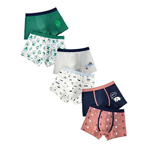 Oliked Jungen Boxershort Kids Serie Für Kinder Weiche Baumwollene Unterwäsche(Packung mit 6 Stücken) (6 Pack D, 4-5 Jahre 130) von Oliked